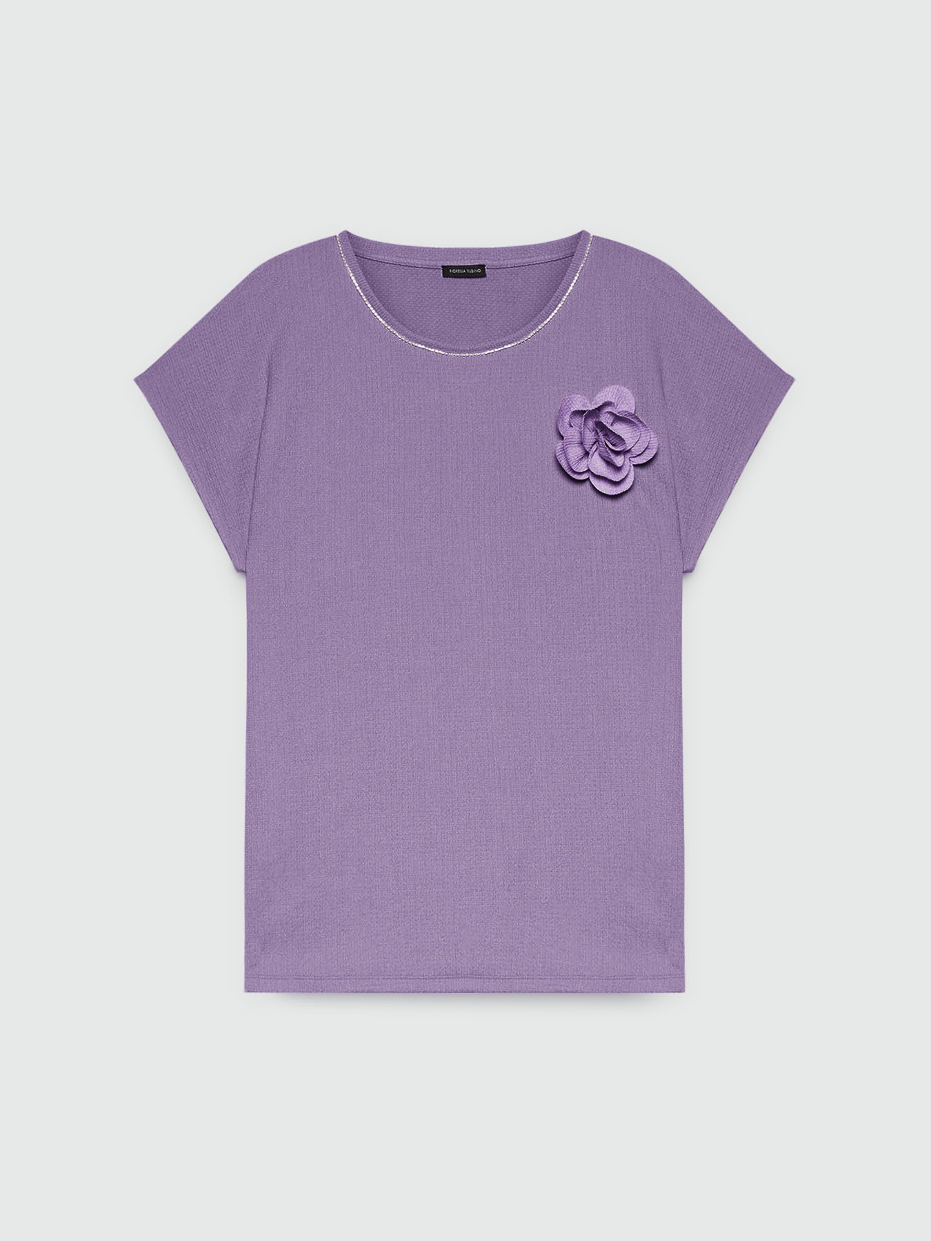 Kreponbluse mit Blume image number 4