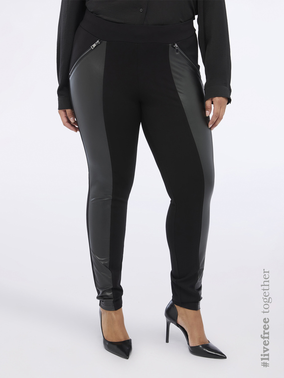 Leggings in Milano stitch and coated fabric
