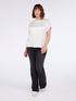 Two-material T-shirt with round neckline image number 2