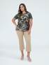 Zweistoff-T-Shirt mit Aufdruck image number 2