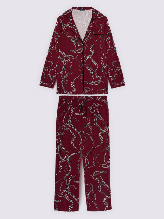Pigiama set stampa catene in jersey di cotone