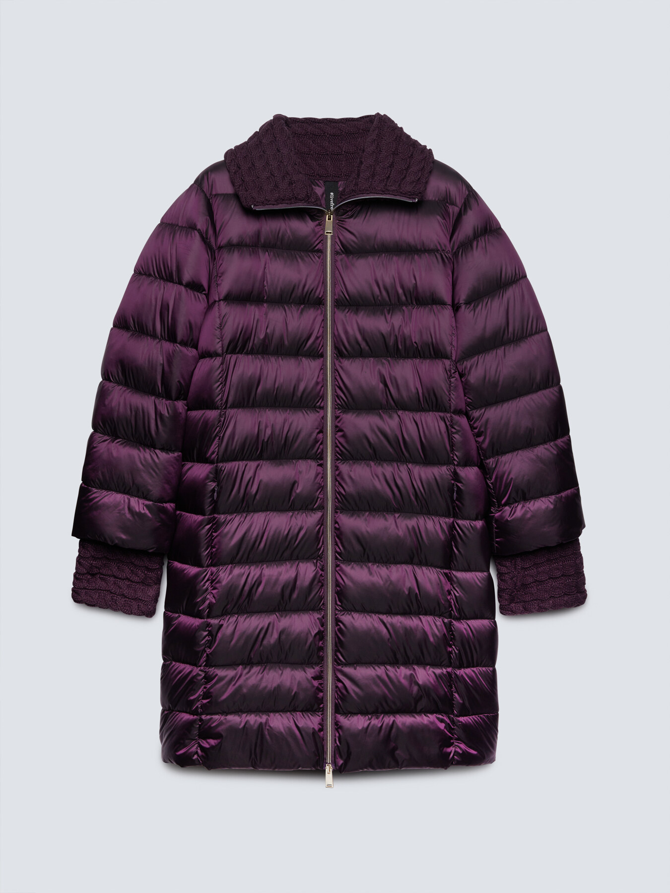 Piumino con bordi in maglia a trecce image number 3