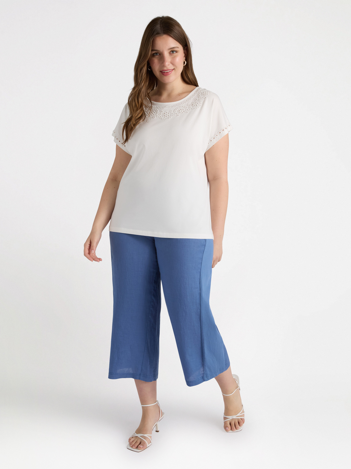 Pantalon en lin et jersey avec cordons image number 0