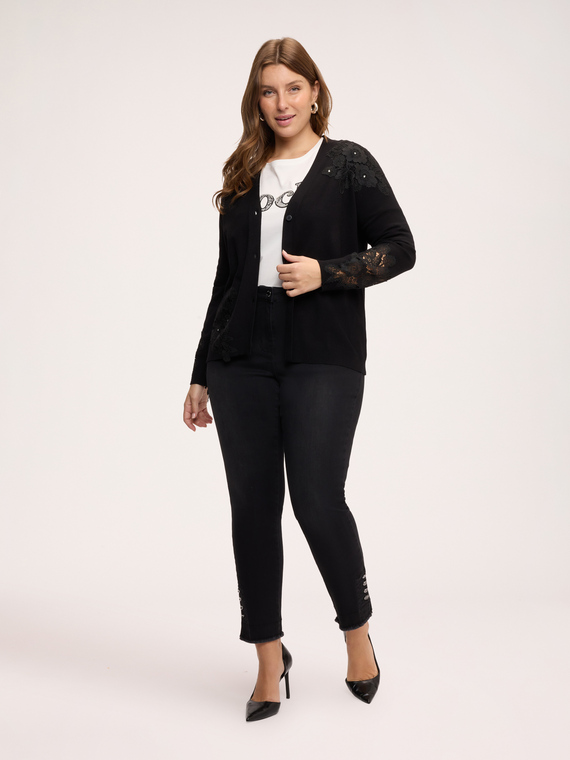 Cardigan mit Spitzenapplikationen