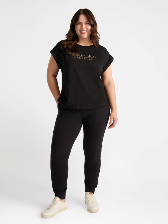 Fiorella Rubino - T-shirt con scritta motivazionale Donna, Nero Taglia: XS (44-46 IT)