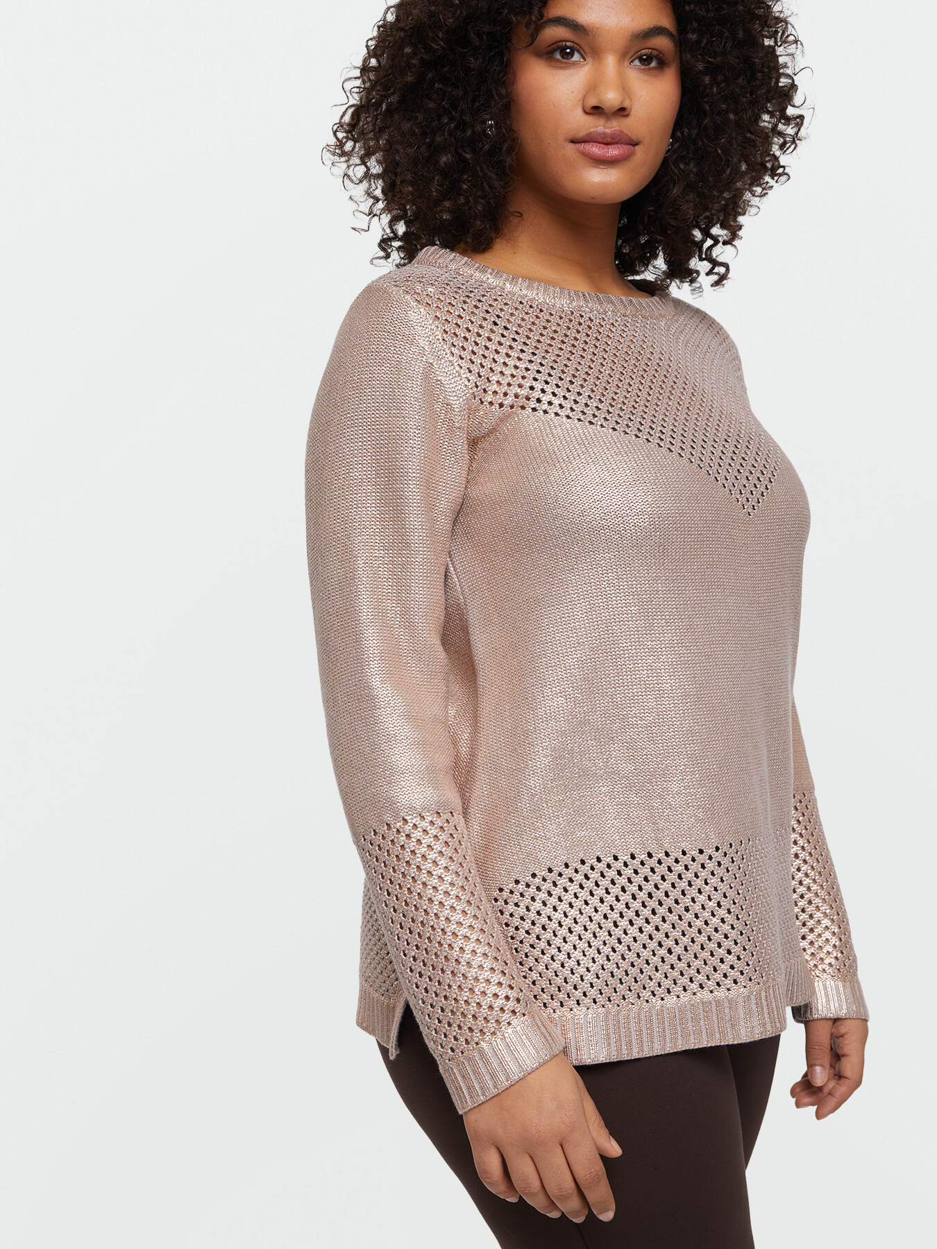 Pullover mit Laminat-Effekt und Netzeinsatz image number 2