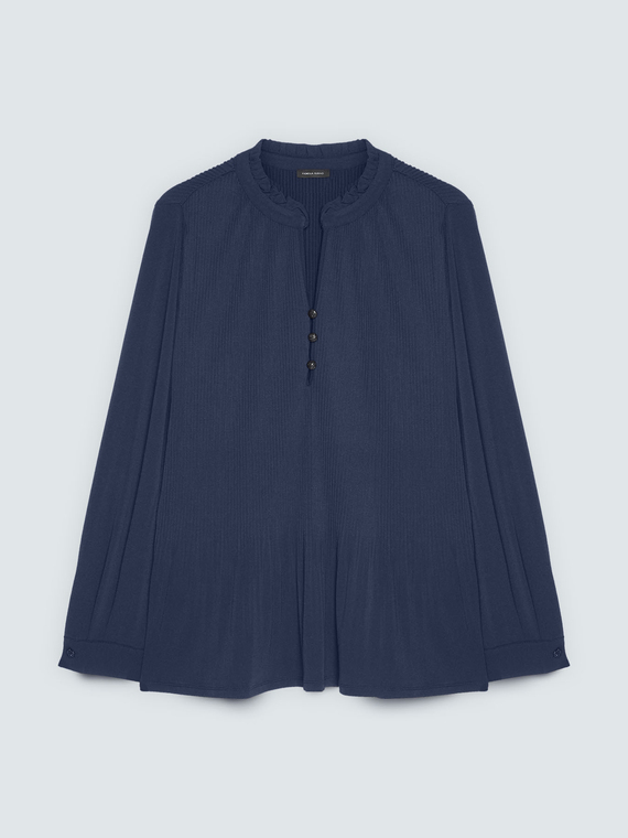 Pleated jersey blouse with buttons
