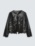 Coated fabric jacket with floral motifs image number 5