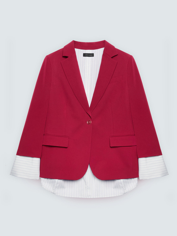 Blazer with detachable shirt-effect cuff