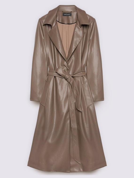Long trench coat with waist belt