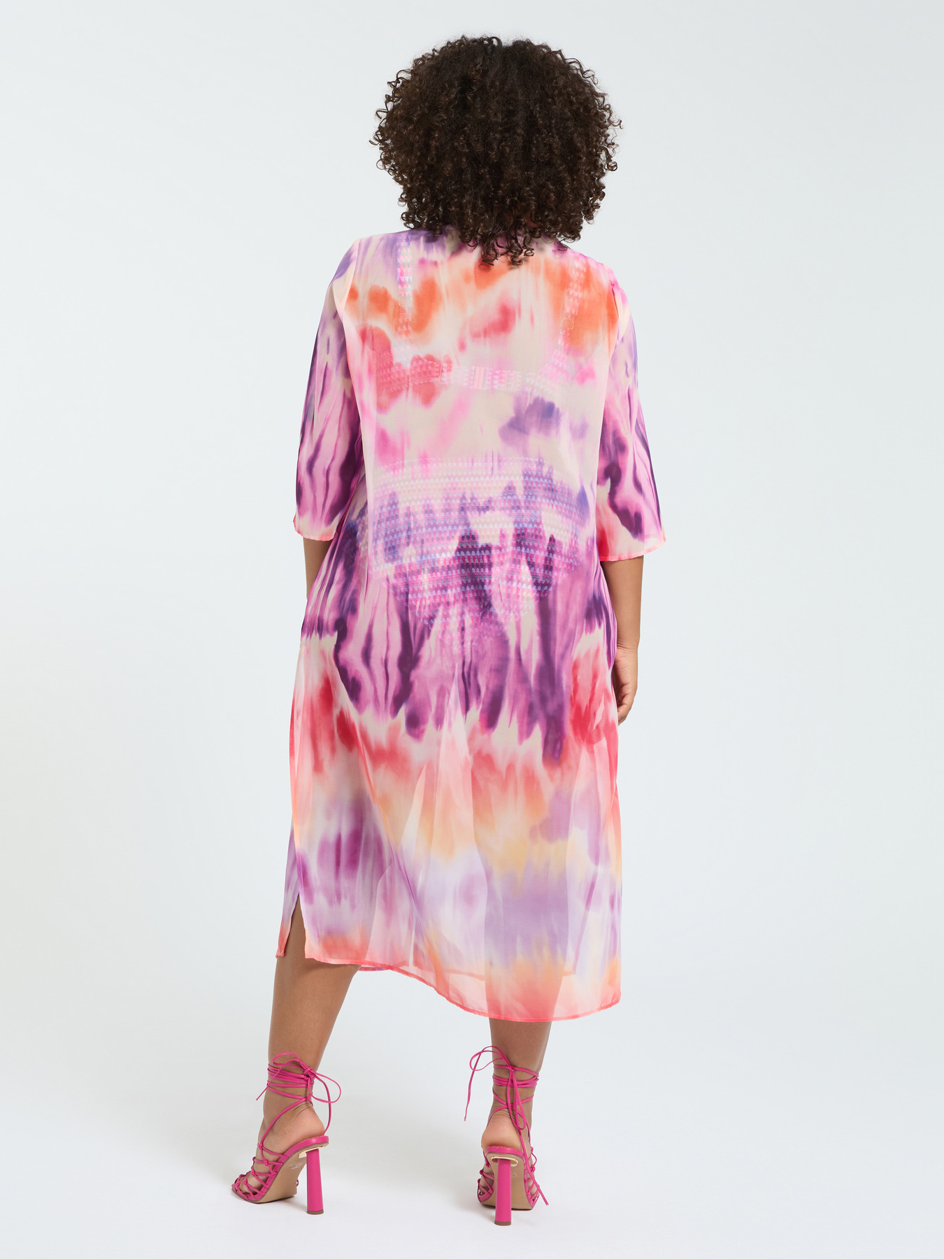 Hemdblusenkleid aus Georgette mit Tie-Dye-Muster image number 1