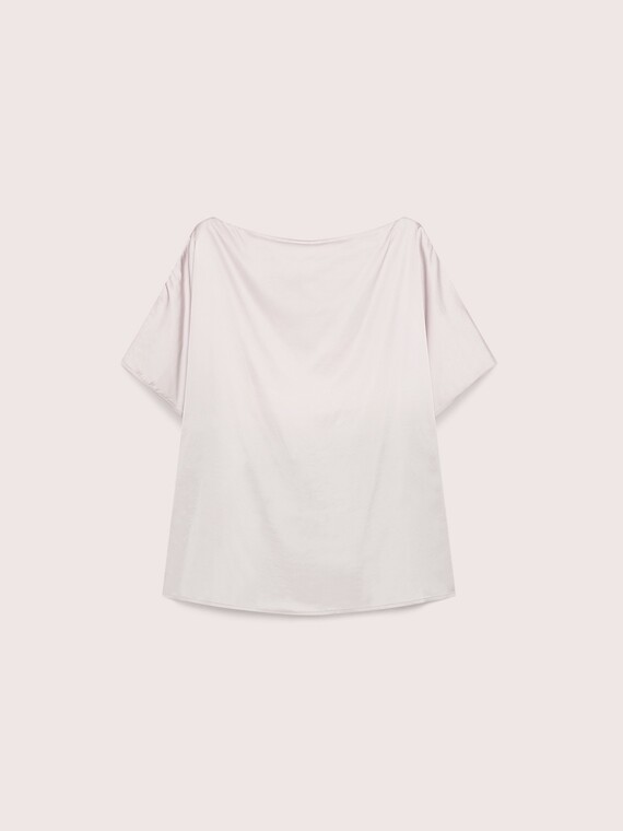 Satin blouse with boat neckline and cut-out