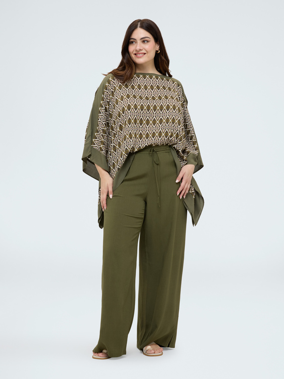 Pantalones Wide Leg con cord&oacute;n en la cintura
