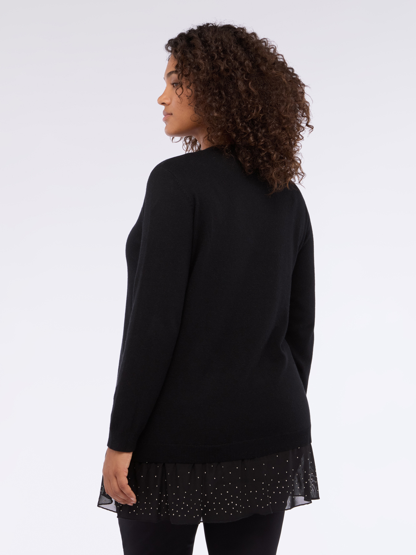 Pullover mit T&uuml;ll-Details und Strass image number 1