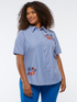 Camisa de rayas con bordado de flores image number 0