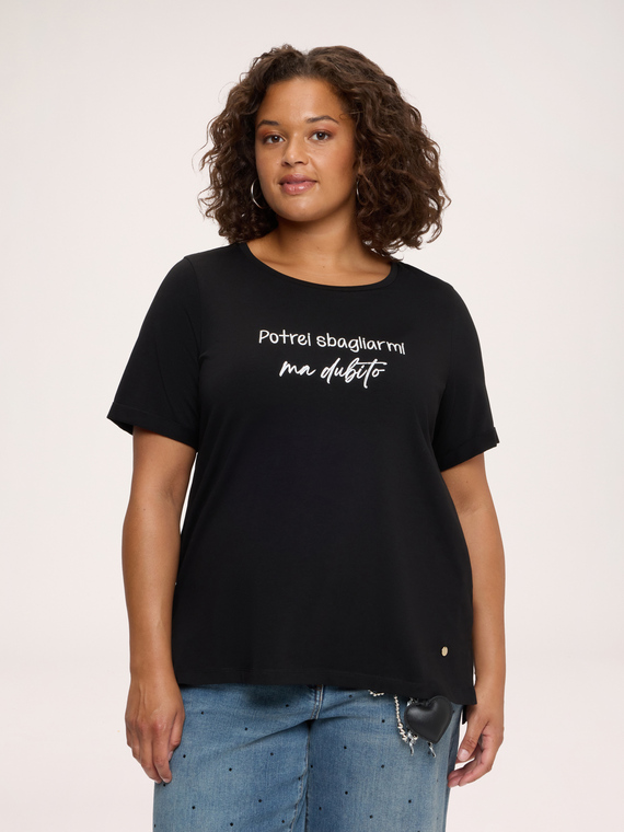 Cotton t-shirt with ironic slogan