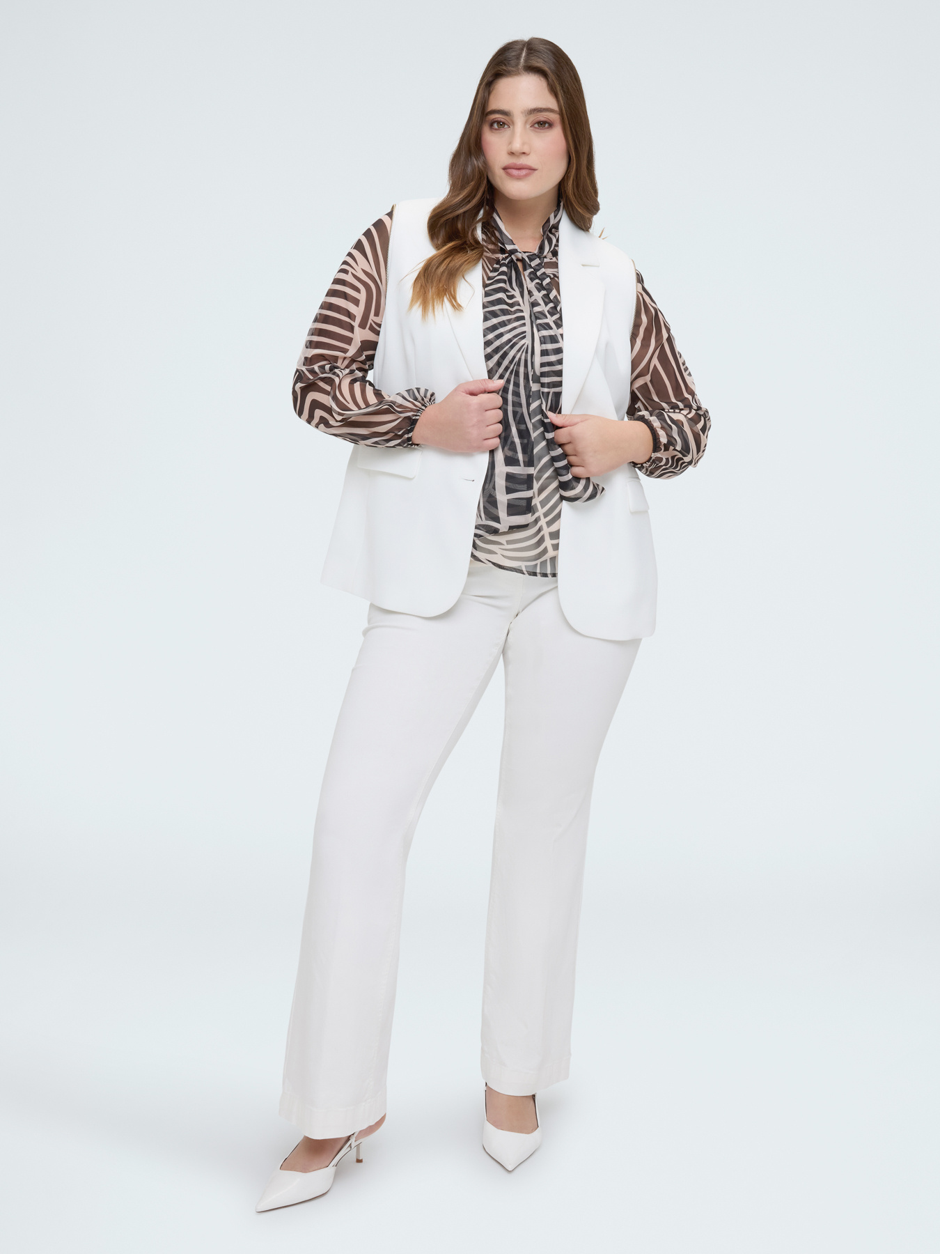 Georgette blouse with print and bow image number 3