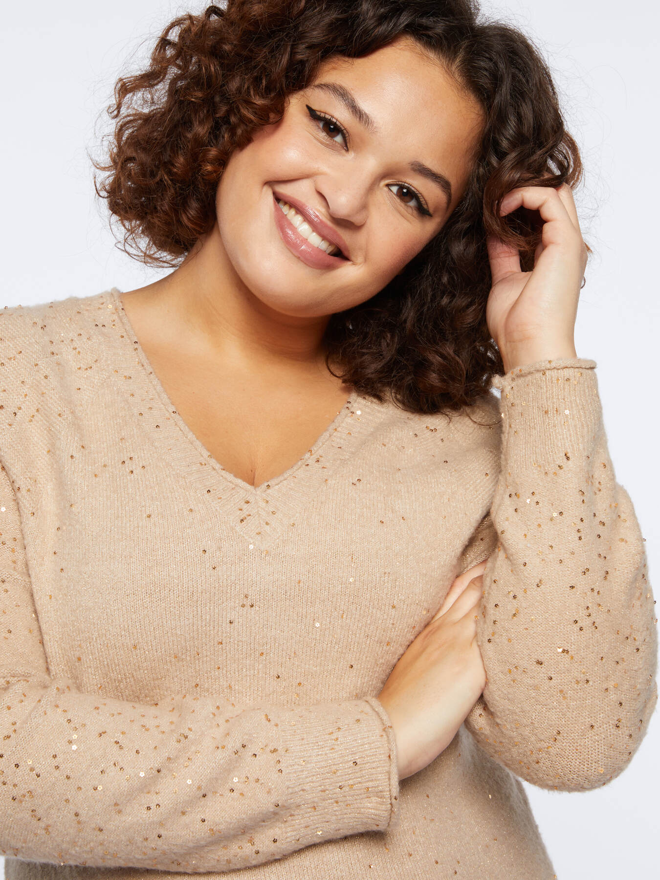 Maglia lunga lurex con paillettes image number 2