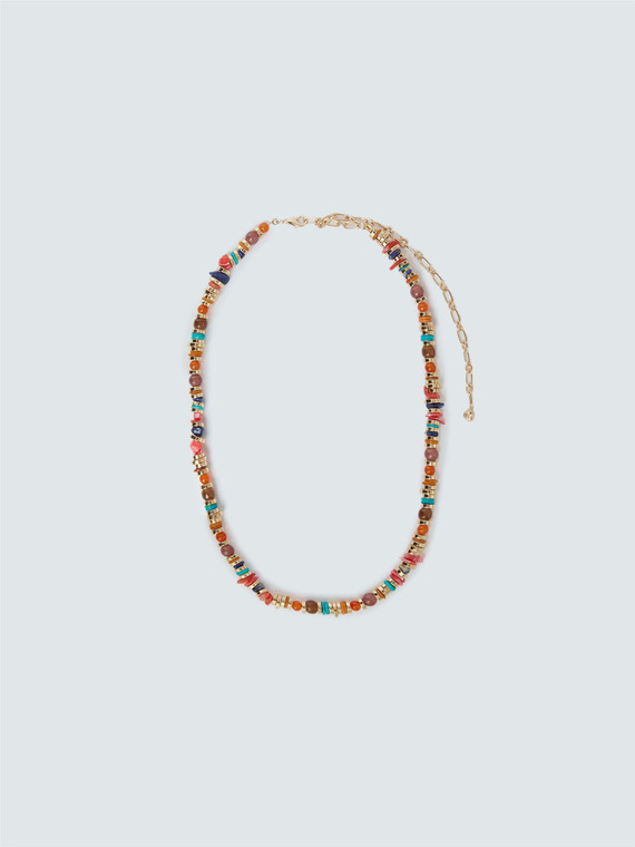 Long necklace with multicolored beads