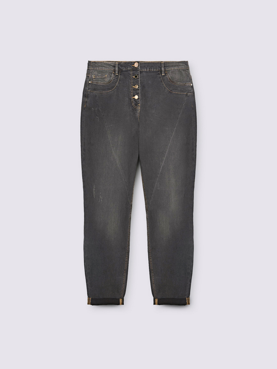 Stone-washed barrel jeans
