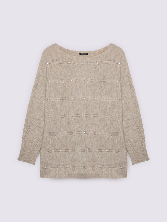 Durchbrochenes Shirt mit leuchtenden Applikationen