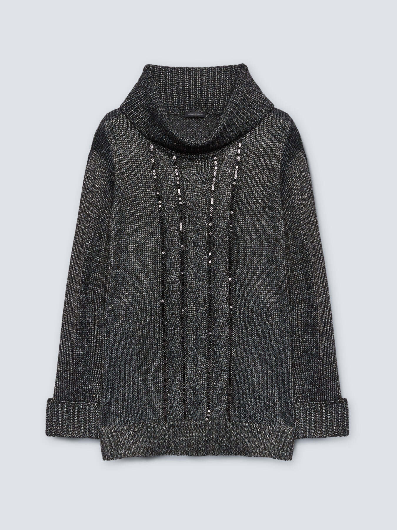 Maglia lurex con trecce centrali e ricamo image number 3