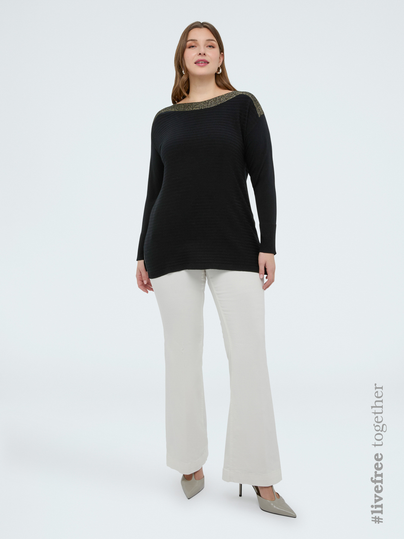 Maglia con scollo a barchetta e dettagli lurex image number 0