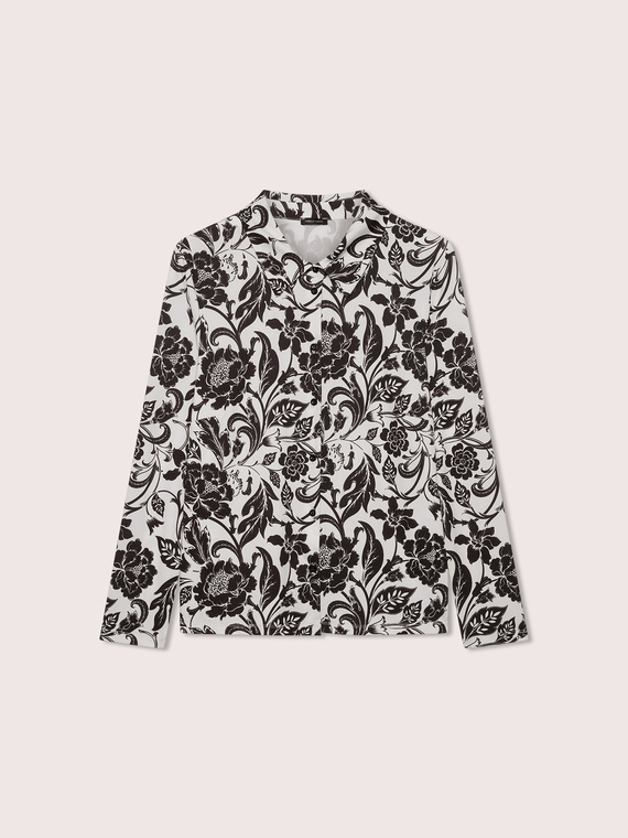 Blouse with floral print and collar