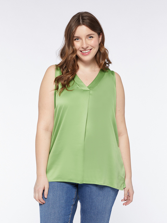 Fiorella Rubino - Top con piega davanti Donna, Verde chiaro Taglia: S (48-50 IT)
