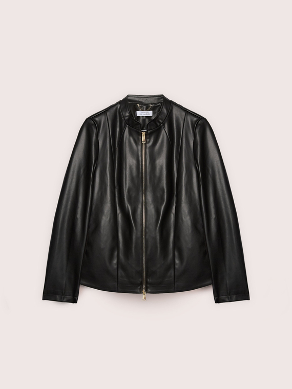 Biker jacket with mandarin collar