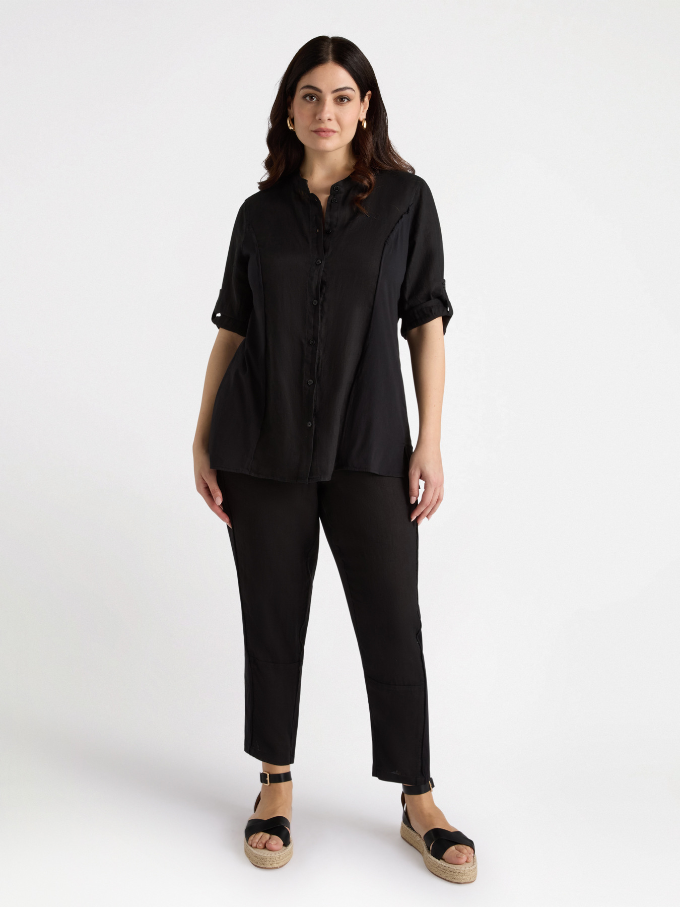 Linen and jersey shirt image number 3