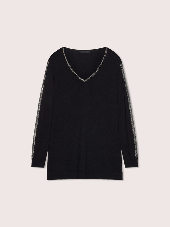 Pull col V avec appliqu&eacute;s brillants