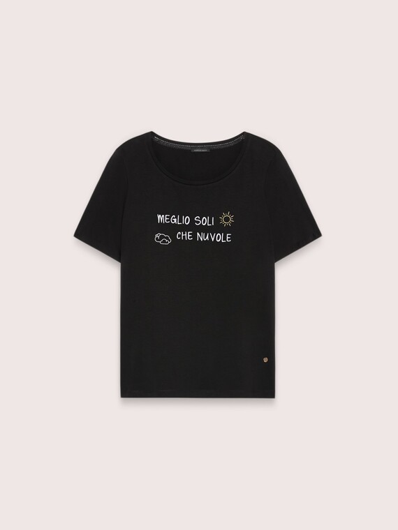 Cotton t-shirt with ironic writing
