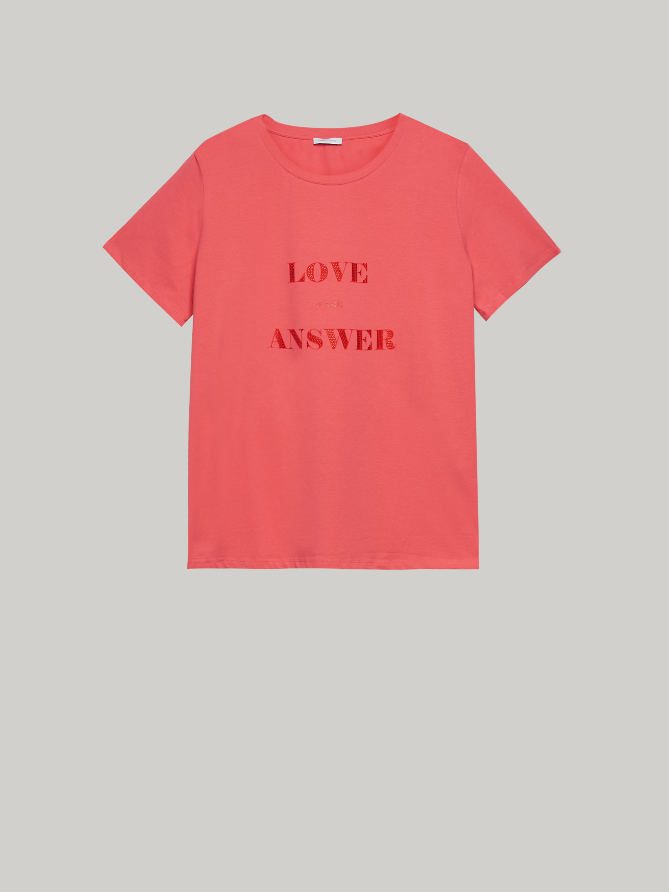 Coloured T-shirt with lettering and crystals image number 3