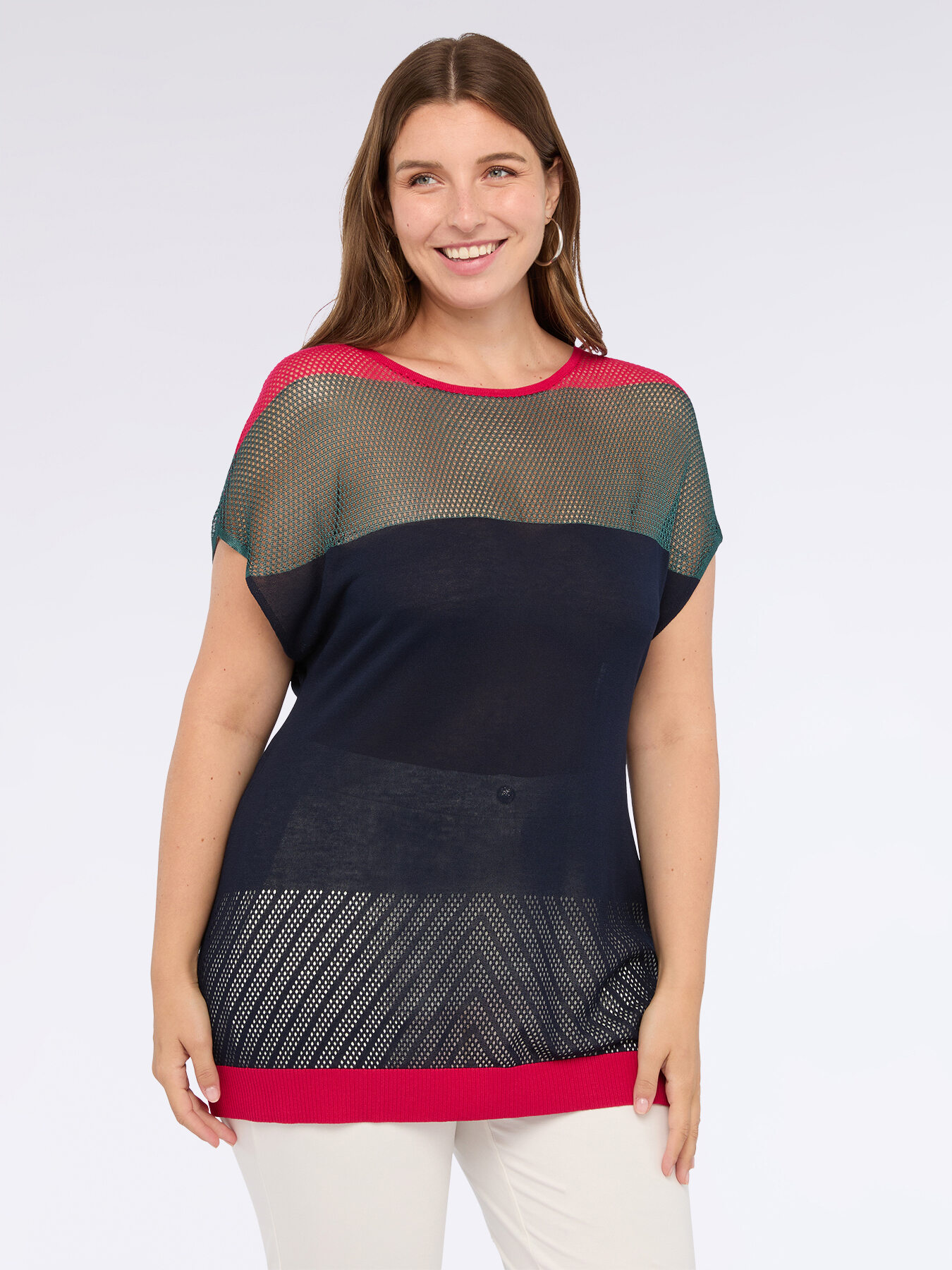 Maglia traforata color block image number 8