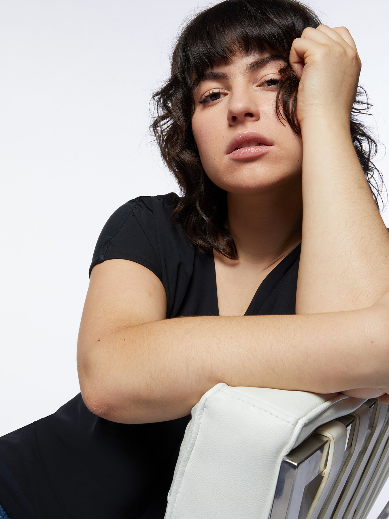 Camiseta en dos tejidos con fruncidos image number 2