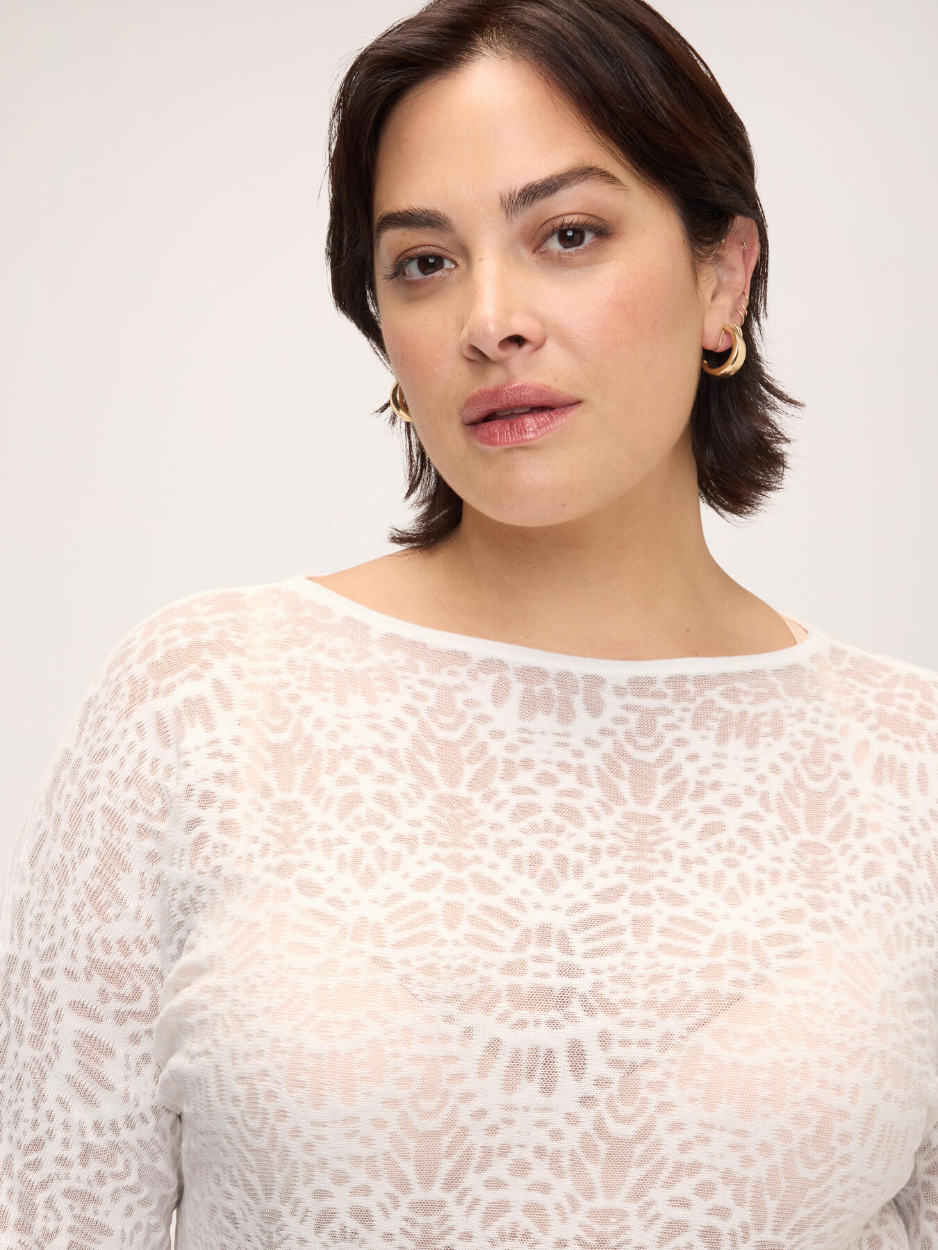 Maglia con motivo pizzo image number 3