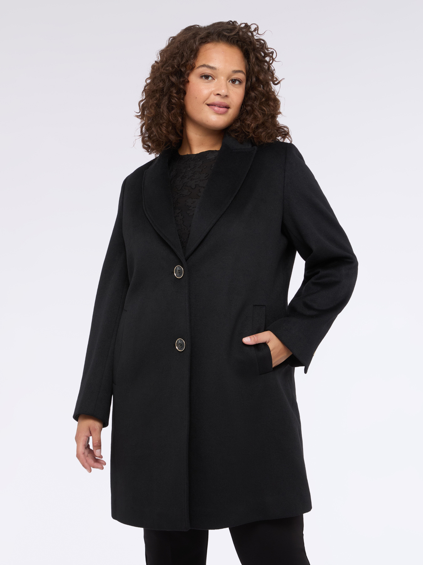 Long wool blend coat with buttons image number 2