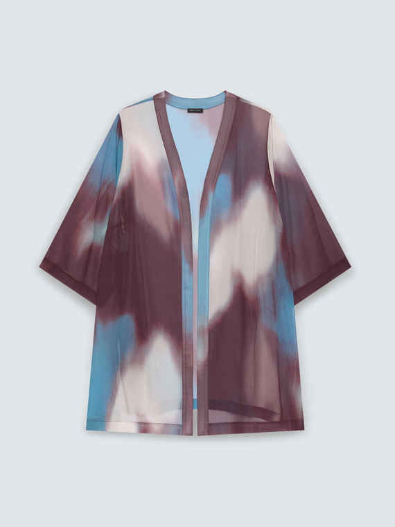 Open kimono with gradient print