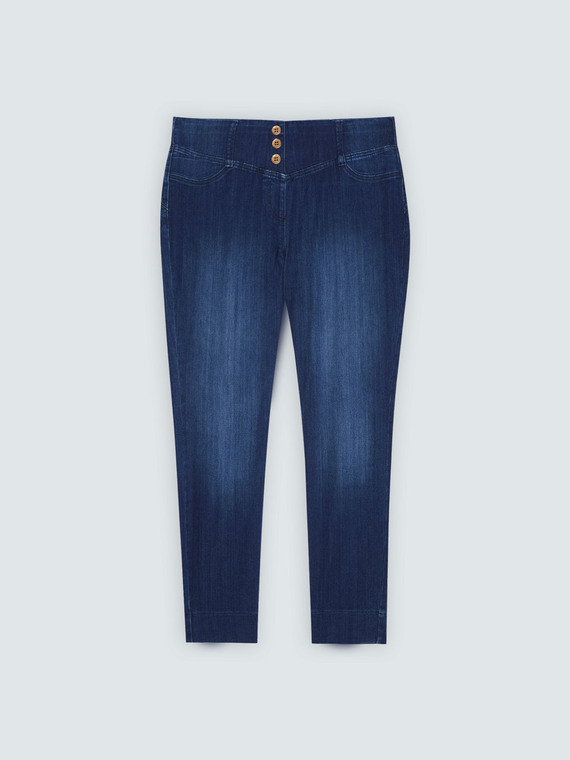 Jeggings dunkelblau mit dekorativen Kn&ouml;pfen