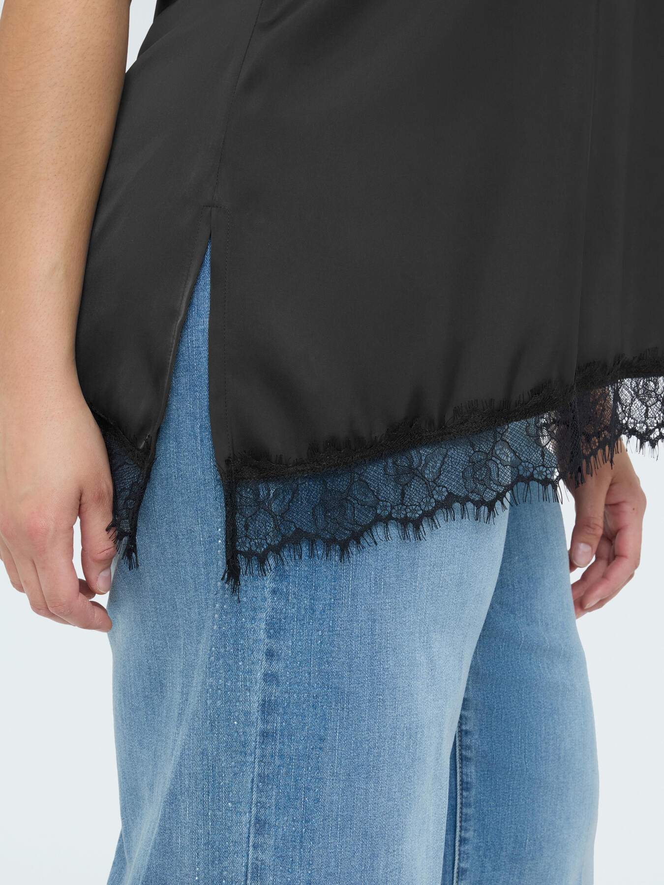 Satin top with lace details image number 3