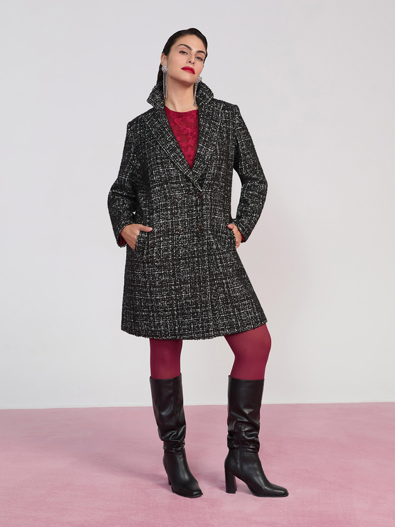 Cappotto tessuto bouclé in misto lana