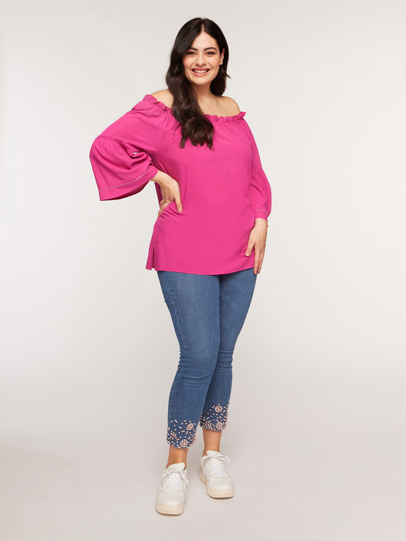 Fiorella Rubino Blusa off shoulders con ricamo Donna