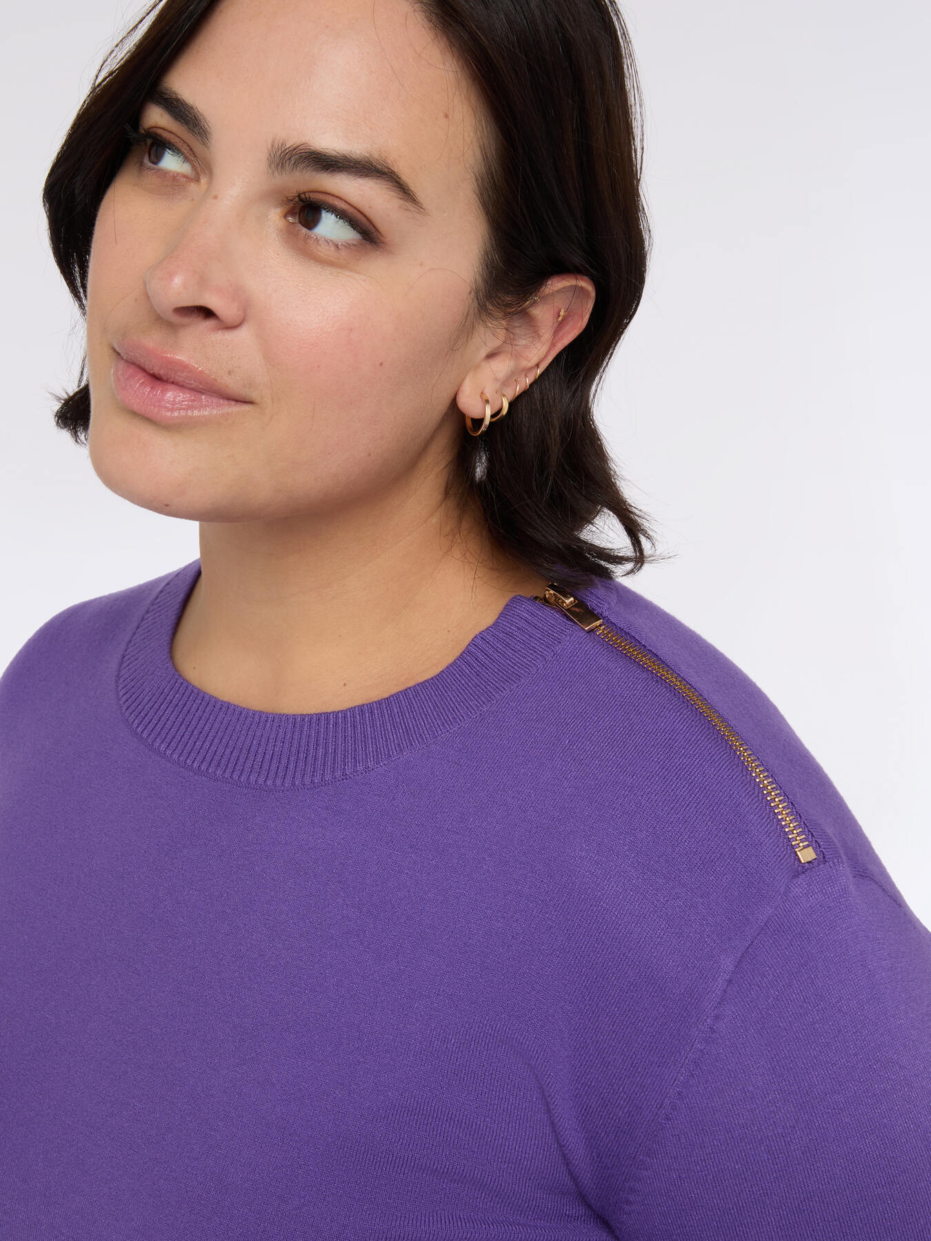 Jersey de cuello redondo con cremalleras decorativas image number 0