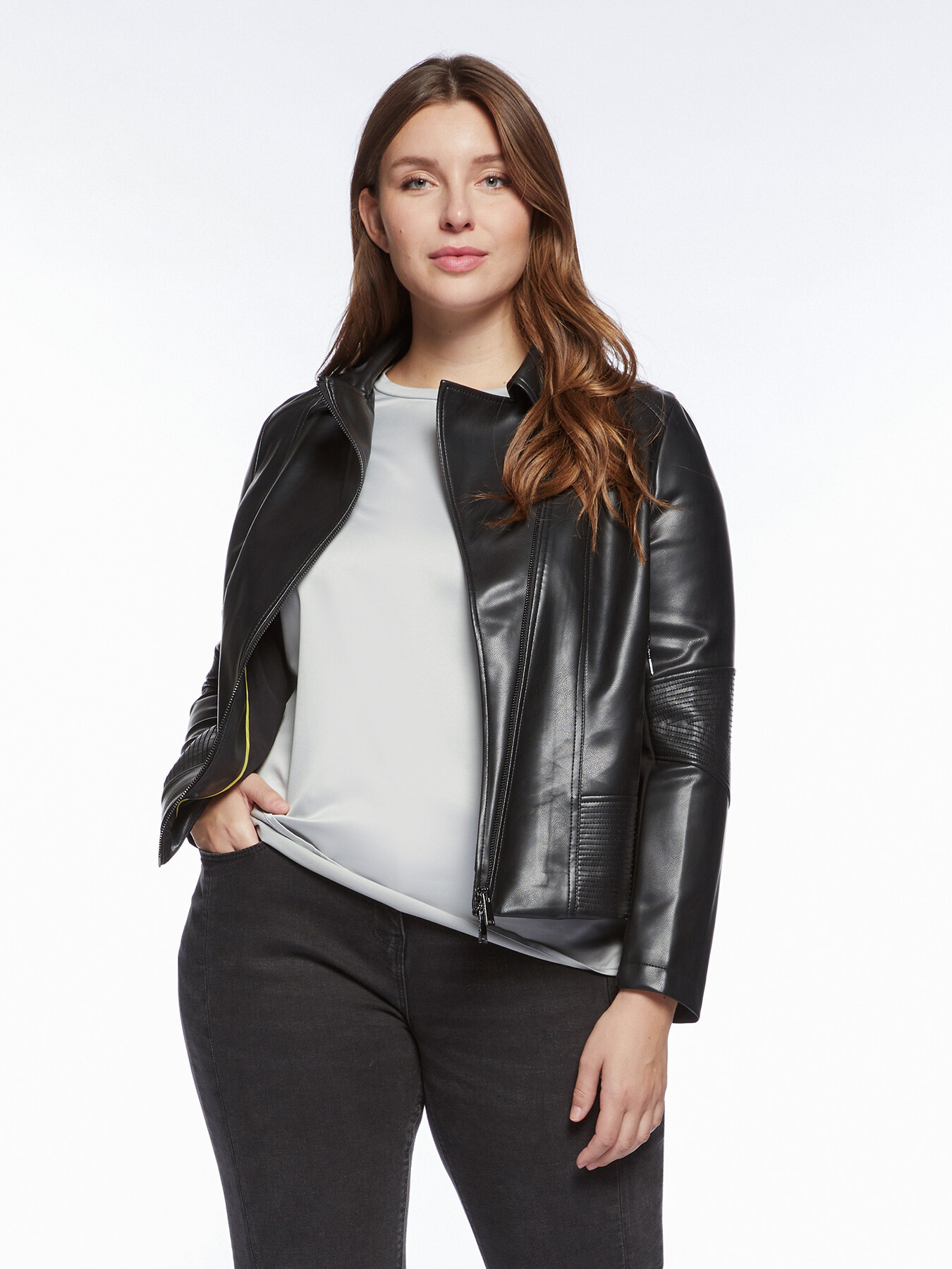 Biker jacket with stitching image number 0