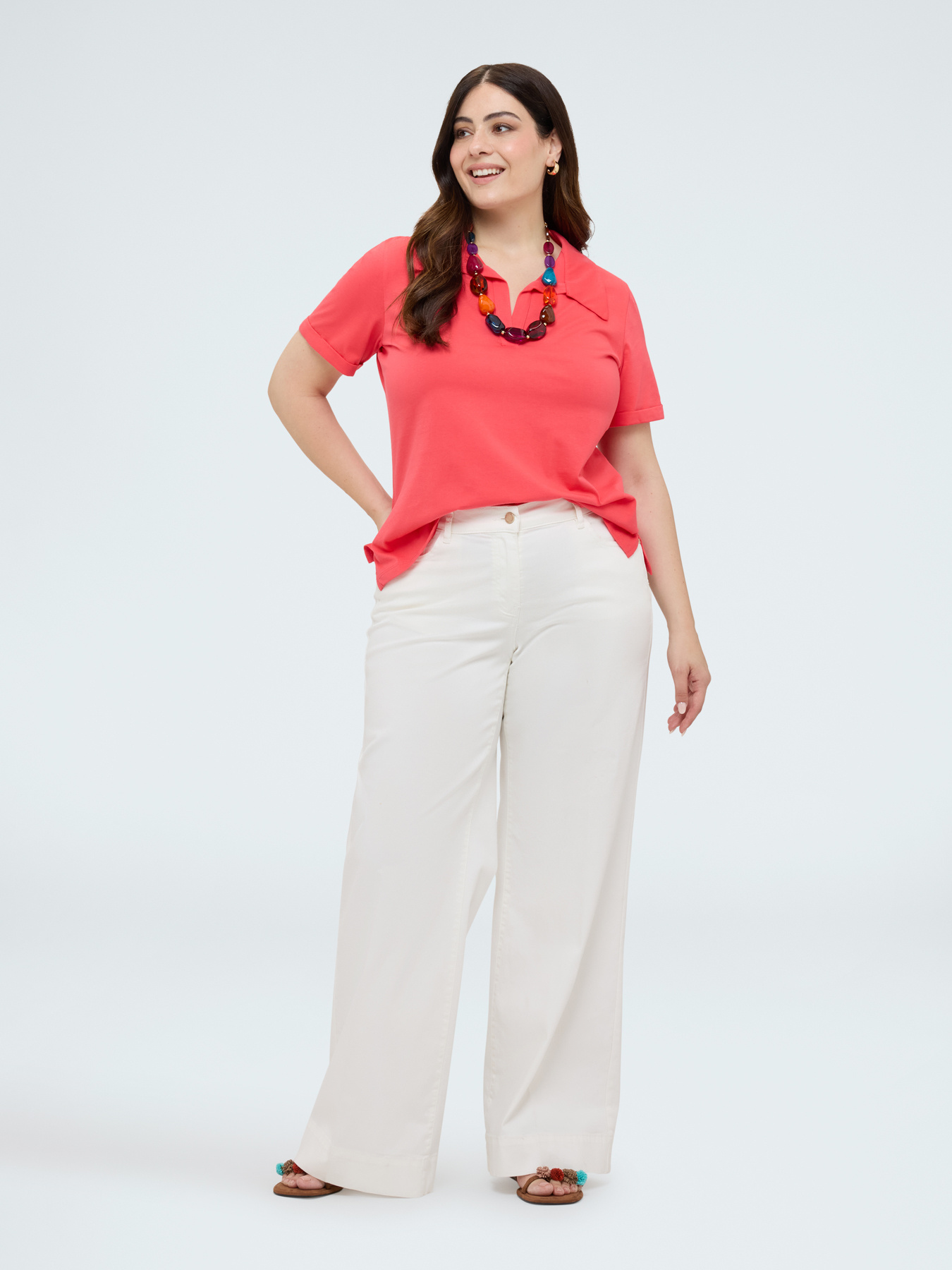Cotton t-shirt with polo collar image number 2