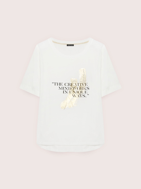 Cotton t-shirt with lettering and print