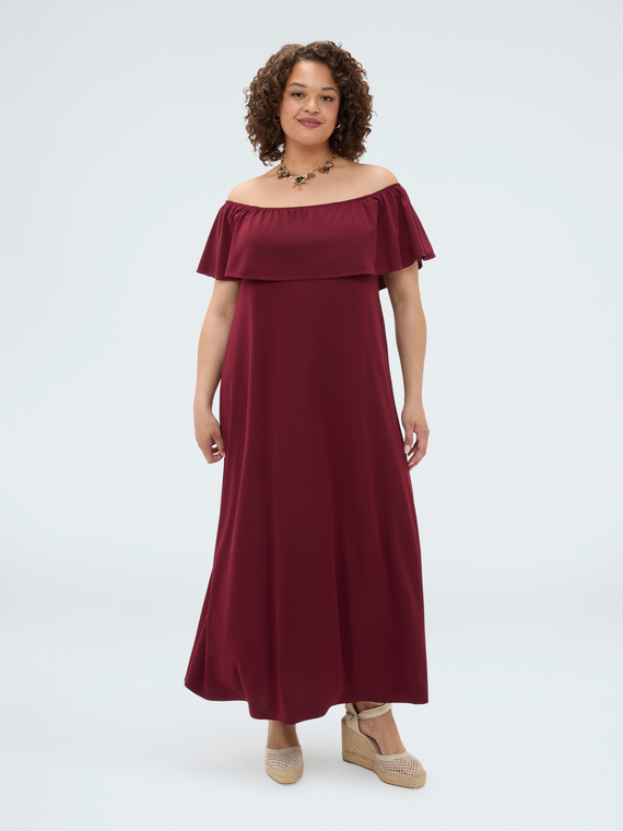 Vestito lungo Chill off-shoulder con volant