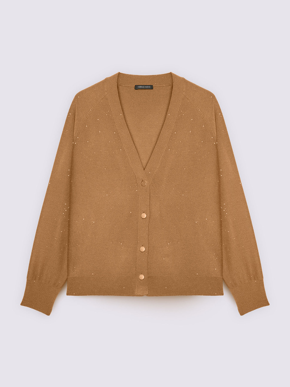 Cardigan in maglia fine con paillettes - vista alternativa | Fiorella Rubino