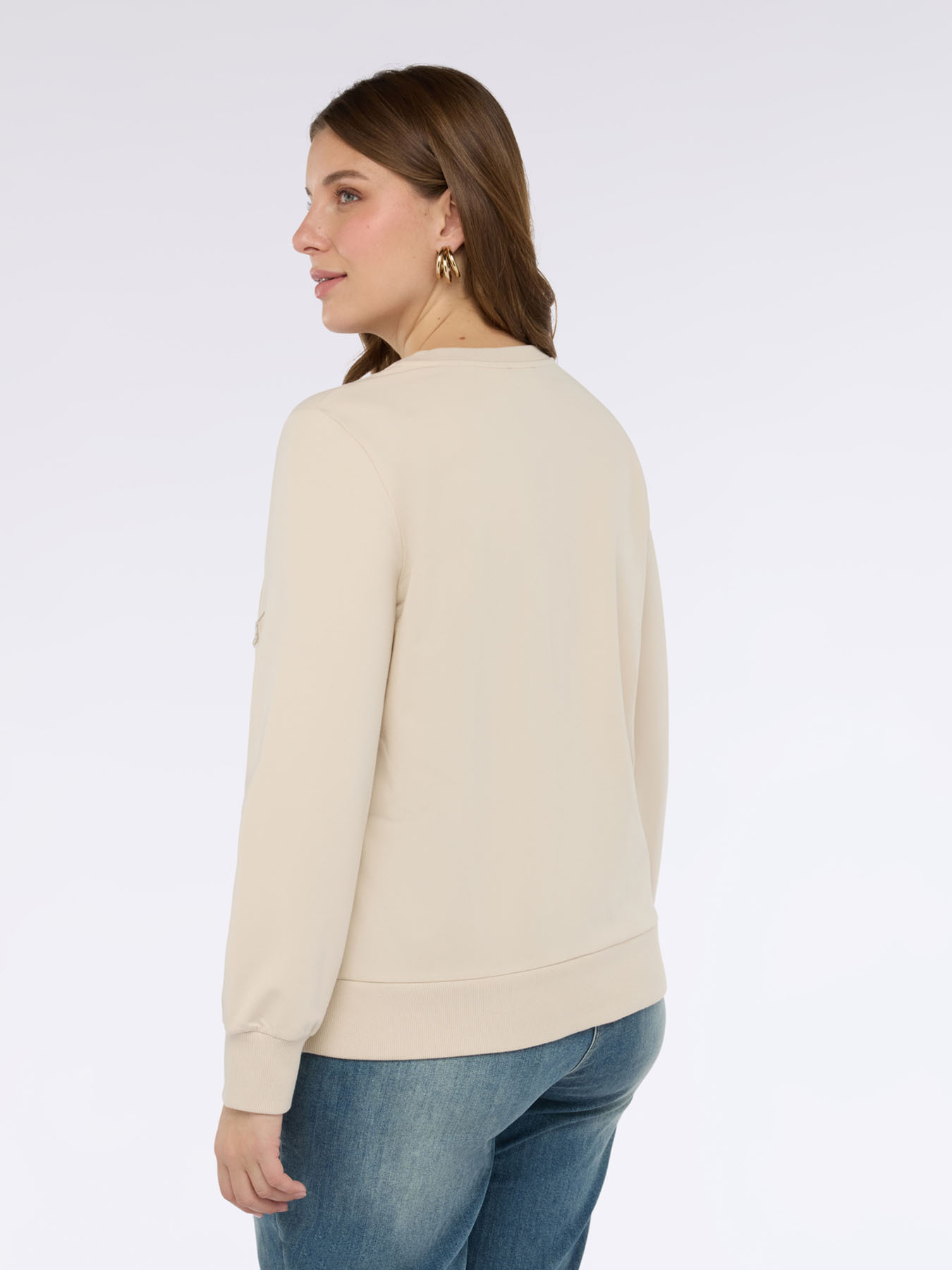 Sweat-shirt avec travail losanges et perles image number 1